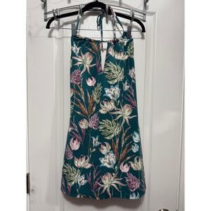 Garnet Hill Halter Neck Tropical Floral Swim Dress With Built In Cups Size 6‎